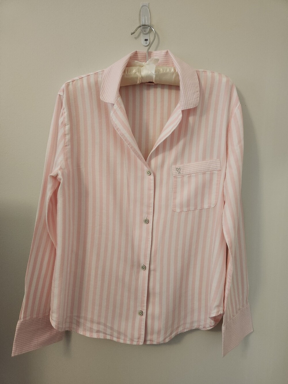 Victoria's Secret Pink and White Striped Button-Up Pajama Top